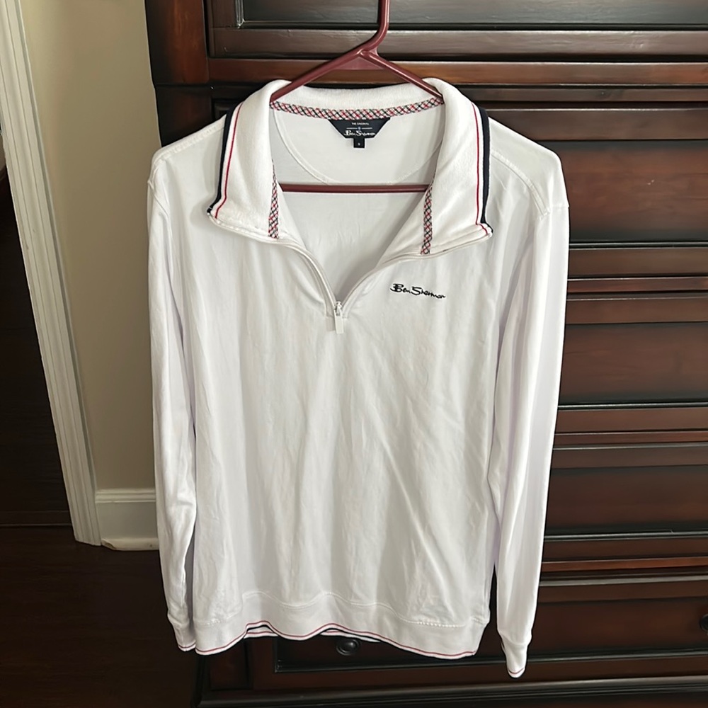 Men’s Ben Sherman white long sleeve polo medium never been worn only washed